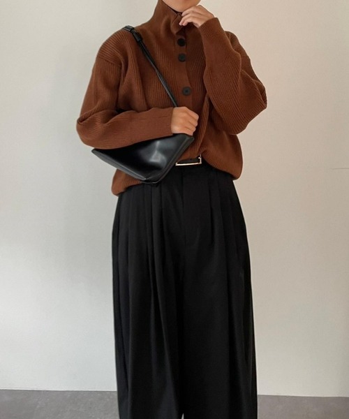 HANNE（アン）の「タートルネックニットカーディガン（カーディガン/ボレロ・レディース・ブラウン/オフホワイト/ライトグレー・FREE）」の3枚目の写真