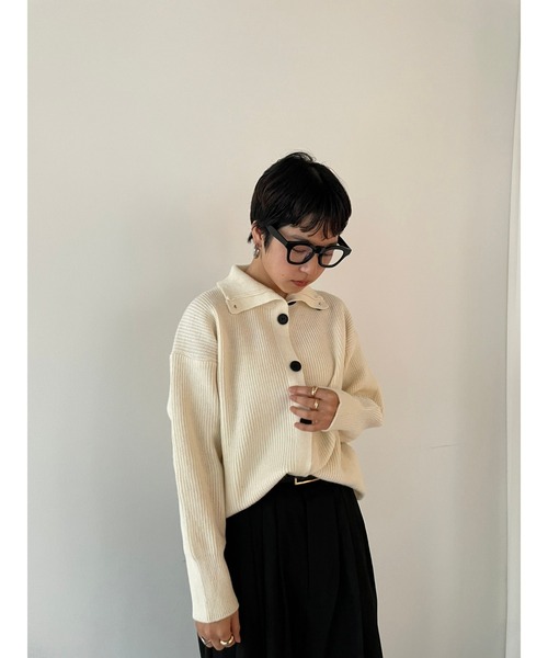 HANNE（アン）の「タートルネックニットカーディガン（カーディガン/ボレロ・レディース・ブラウン/オフホワイト/ライトグレー・FREE）」の6枚目の写真