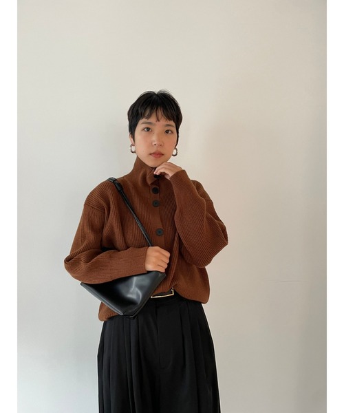 HANNE（アン）の「タートルネックニットカーディガン（カーディガン/ボレロ・レディース・ブラウン/オフホワイト/ライトグレー・FREE）」の12枚目の写真