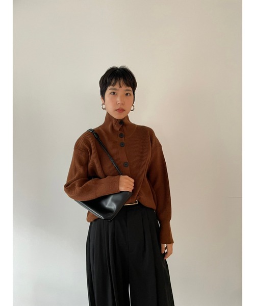 HANNE（アン）の「タートルネックニットカーディガン（カーディガン/ボレロ・レディース・ブラウン/オフホワイト/ライトグレー・FREE）」の13枚目の写真