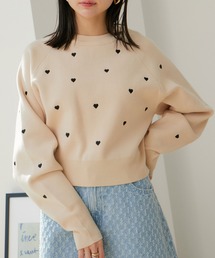 VIS（ビス）の「ハート刺繍ニットプルオーバー（ニット/セーター・レディース）」