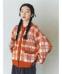 ehka sopo | 襟付きチェック柄カーディガン(カーディガン/ボレロ)