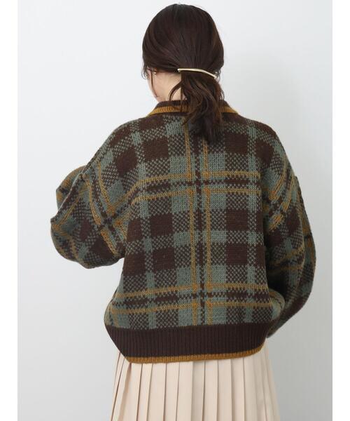 ehka sopo（エヘカソポ）の「襟付きチェック柄カーディガン（カーディガン/ボレロ・レディース・オレンジ/ブルー/ブラック/グリーン・F）」の5枚目の写真
