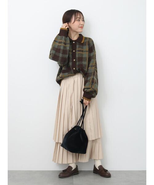 ehka sopo（エヘカソポ）の「襟付きチェック柄カーディガン（カーディガン/ボレロ・レディース・オレンジ/ブルー/ブラック/グリーン・F）」の15枚目の写真