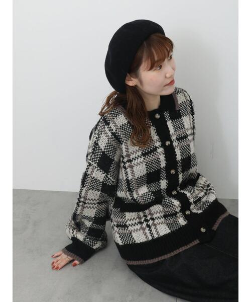 ehka sopo（エヘカソポ）の「襟付きチェック柄カーディガン（カーディガン/ボレロ・レディース・オレンジ/ブルー/ブラック/グリーン・F）」の20枚目の写真