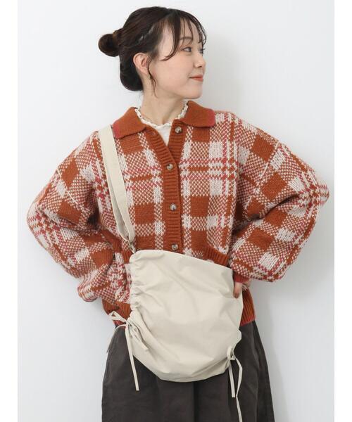 ehka sopo（エヘカソポ）の「襟付きチェック柄カーディガン（カーディガン/ボレロ・レディース・オレンジ/ブルー/ブラック/グリーン・F）」の6枚目の写真