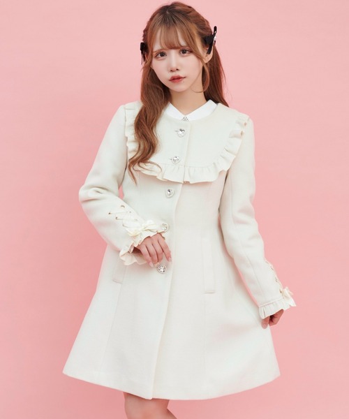 Secret Honey(シークレットハニー)の「2wayフード取りはずしヨークフリルコート(その他アウター・レディース・オフホワイト/グレー・MEDIUM)」の8枚目の写真