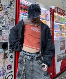Basic Pleasure Mode | ストリートファッション Y2Kファッション Basic Pleasure Mode ベーシックプレジャーモード FAWN LONG SLEEVE トップス ロンT ロングスリーブ プリントTシャツ レトロトップス 長袖トップス(Tシャツ/カットソー)