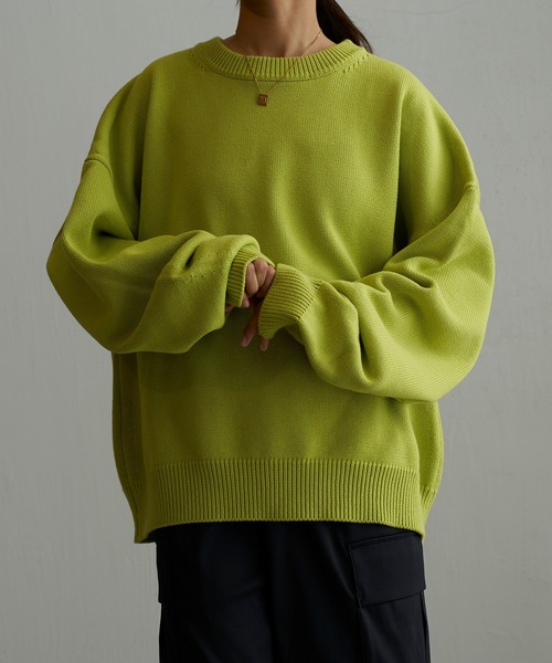 Lui's(ルイス)の「ショート丈クルーネックニット(ニット/セーター・メンズ・ブラック/サックスブルー/ライム・S/M)」の5枚目の写真