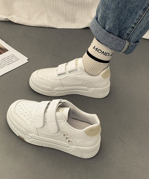 Miniministore(ミニミニストア)の「厚底スニーカー ベルクロ レディース美脚(スニーカー・レディース・ホワイト×ブラック/ベージュ・24.5cm/23.5cm/22.5cm/23.0cm/24.0cm)」の7枚目の写真