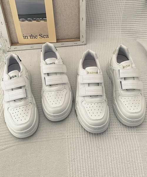 Miniministore(ミニミニストア)の「厚底スニーカー ベルクロ レディース美脚(スニーカー・レディース・ホワイト×ブラック/ベージュ・24.5cm/23.5cm/22.5cm/23.0cm/24.0cm)」の16枚目の写真