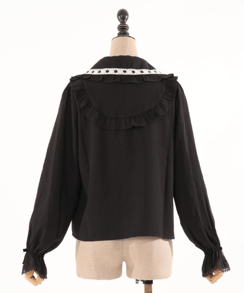 axes femme kawaii梯子レース半袖ブラウス（白×サックス） axes femme kawaii梯子レース半袖ブラウス（白×サックス） axes