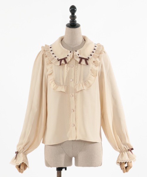 新品未開封♡axesfemme kawaii梯子レース丸襟ブラウス　ベージュ レース襟リボン付ブラウス | kawaii | axes femme online shop
