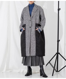 ITALYツイード 異素材切替 デザイン コート