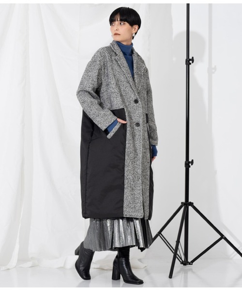 Settimissimo（セッティミッシモ）の「ITALYツイード 異素材切替 デザイン コート（トレンチコート・レディース・ブラック・FREE）」の13枚目の写真