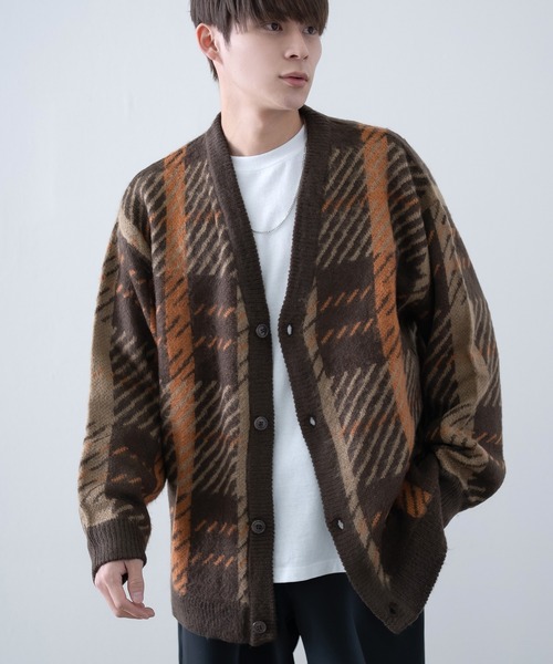 improves(インプローブス)の「シャギー加工 チェック Vネック カーディガン(カーディガン/ボレロ・メンズ・ブラック/ブラウン/チャコール・LARGE/MEDIUM/X-LARGE)」の13枚目の写真