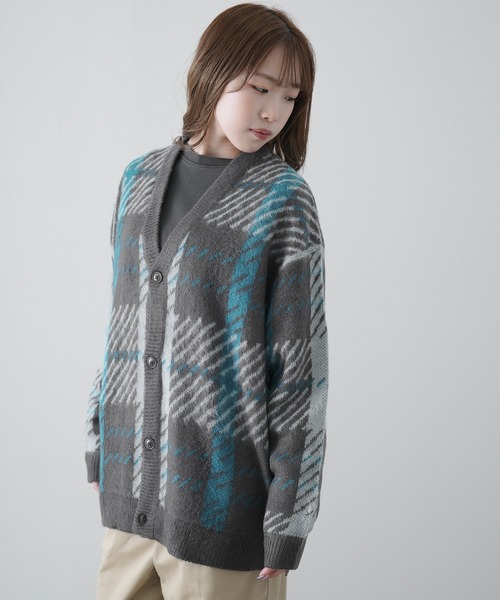 improves(インプローブス)の「シャギー加工 チェック Vネック カーディガン(カーディガン/ボレロ・メンズ・ブラック/ブラウン/チャコール・LARGE/MEDIUM/X-LARGE)」の10枚目の写真