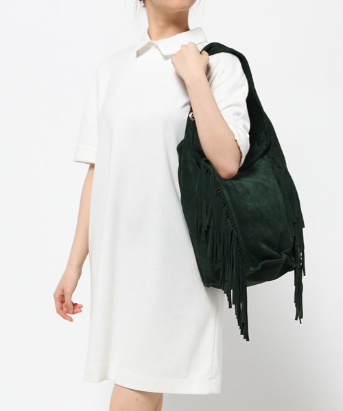 ROSE BUD（ローズバッド）の「(NARDELLI)1905/FR SUEDE FRINGE SHOULDER BAG[フリンジ]（ショルダーバッグ・レディース・ベージュ/グリーン/ライトブルー・ONE SIZE）」の6枚目の写真