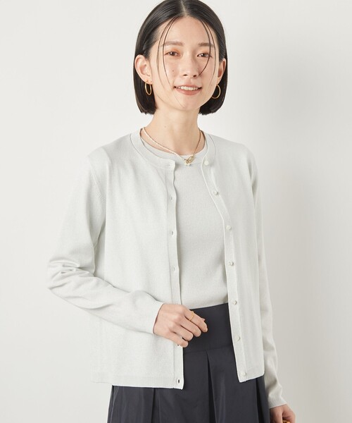 NOLLEY’S Sophi(ノーリーズソフィ)の「《手洗い可能》《アンサンブル対応》ラメクルーネックカーディガン(カーディガン/ボレロ・レディース・ゴールド/サックスブルー/シルバー/ブラック・38/36)」の21枚目の写真