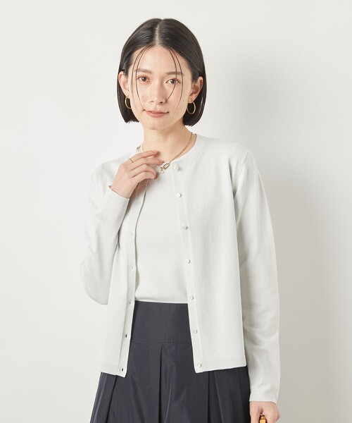 NOLLEY’S Sophi(ノーリーズソフィ)の「《手洗い可能》《アンサンブル対応》ラメクルーネックカーディガン(カーディガン/ボレロ・レディース・ゴールド/サックスブルー/シルバー/ブラック・38/36)」の22枚目の写真
