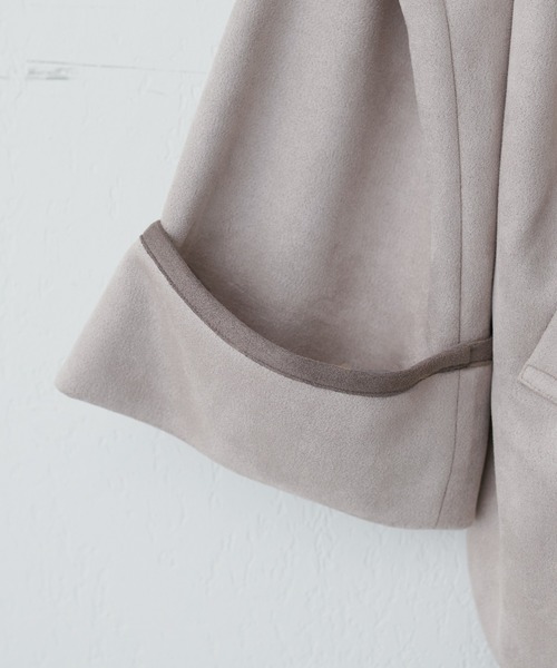 natural couture（ナチュラルクチュール）の「配色お上品ミドル丈トッパーコート（ノーカラーコート・レディース・モカ/ミント/ライトベージュ/グレイッシュベージュ・FREE）」の22枚目の写真