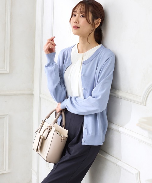 Honeys（ハニーズ）の「ボウタイブラウス（シャツ/ブラウス・レディース・ブラック/グレイッシュベージュ/オレンジ/ブルー/ホワイト・S/M/L/LL/3L）」の11枚目の写真