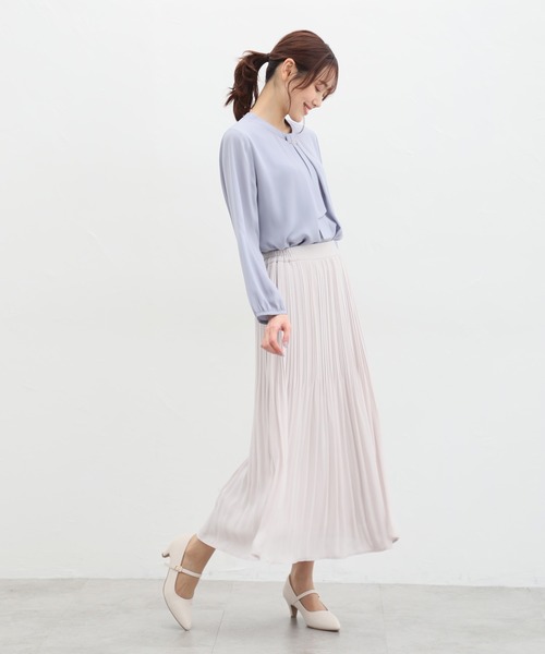 Honeys（ハニーズ）の「ボウタイブラウス（シャツ/ブラウス・レディース・ブラック/グレイッシュベージュ/オレンジ/ブルー/ホワイト・S/M/L/LL/3L）」の17枚目の写真