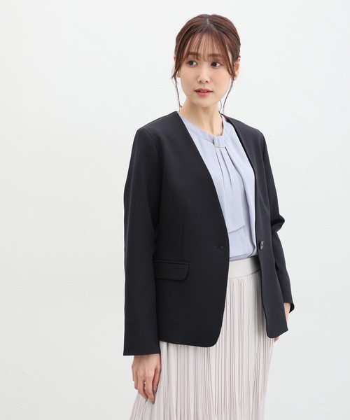 Honeys（ハニーズ）の「ボウタイブラウス（シャツ/ブラウス・レディース・ブラック/グレイッシュベージュ/オレンジ/ブルー/ホワイト・S/M/L/LL/3L）」の16枚目の写真