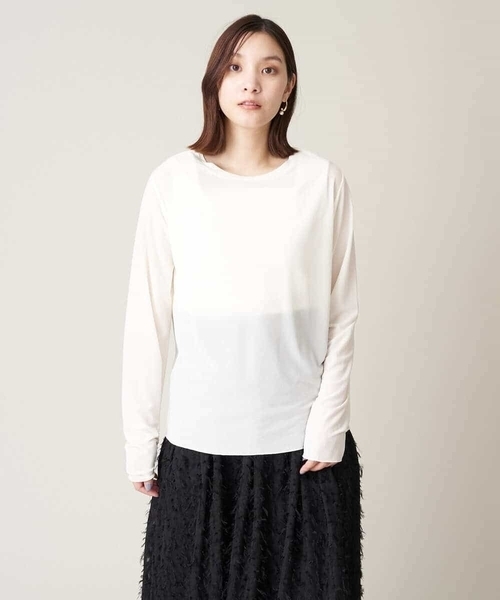 a.v.v(アーヴェヴェ)の「シアークルーネックトップス(Tシャツ/カットソー・レディース・ホワイト/チャコールグレー・42/34/38/40/36)」の18枚目の写真