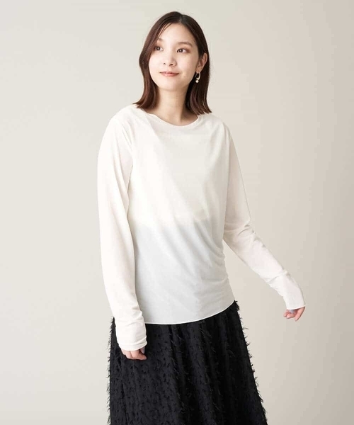 a.v.v(アーヴェヴェ)の「シアークルーネックトップス(Tシャツ/カットソー・レディース・ホワイト/チャコールグレー・42/34/38/40/36)」の19枚目の写真