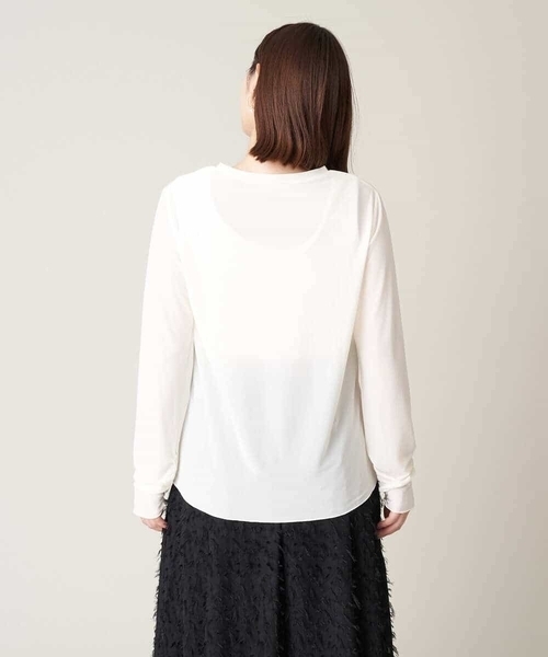 a.v.v(アーヴェヴェ)の「シアークルーネックトップス(Tシャツ/カットソー・レディース・ホワイト/チャコールグレー・42/34/38/40/36)」の21枚目の写真