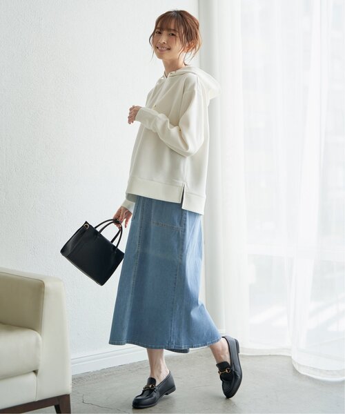 ikka(イッカ)の「ダンボールスウェットパーカー(パーカー・レディース・オフホワイト/スカイブルー/ネイビー/ベージュ/ピンクベージュ・S/M/L)」の6枚目の写真