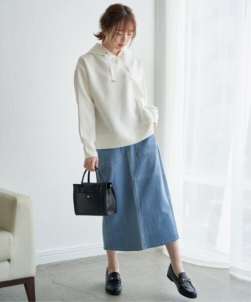 ikka(イッカ)の「ダンボールスウェットパーカー(パーカー・レディース・オフホワイト/スカイブルー/ネイビー/ベージュ/ピンクベージュ・S/M/L)」の7枚目の写真