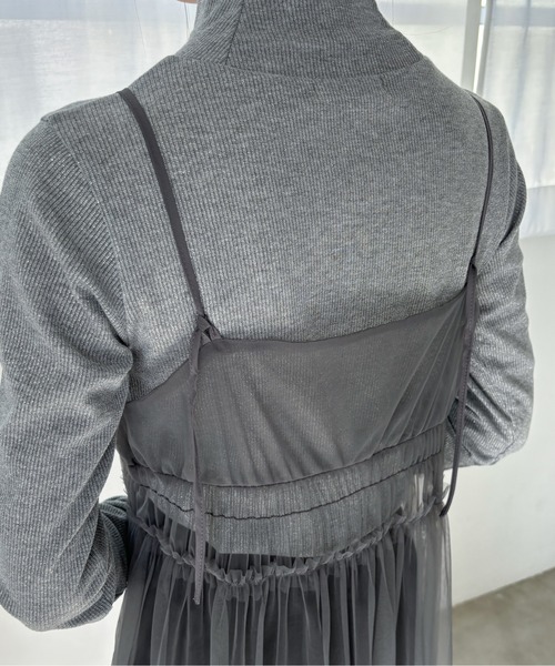 EPIMI E'PIMMY（エピミエピミー）の「2WAYティアードチュールキャミワンピ（ワンピース・レディース・ブラック/アイボリー/チャコールグレー/グレー・MEDIUM）」の22枚目の写真