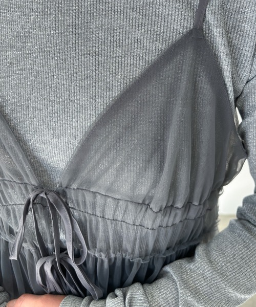 EPIMI E'PIMMY（エピミエピミー）の「2WAYティアードチュールキャミワンピ（ワンピース・レディース・ブラック/アイボリー/チャコールグレー/グレー・MEDIUM）」の13枚目の写真