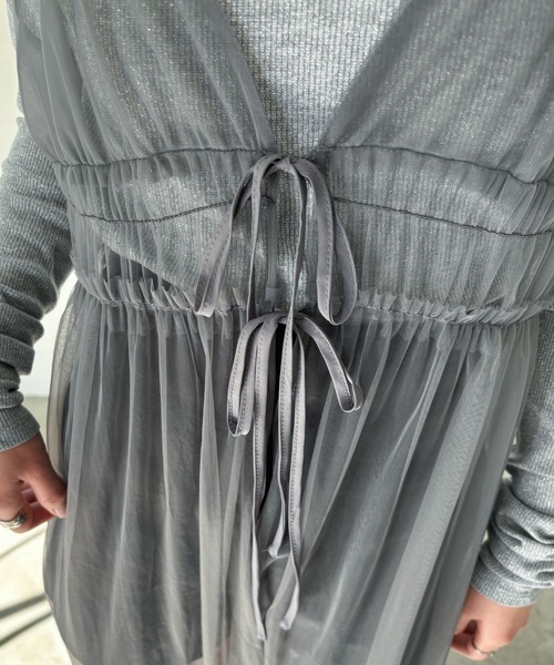 EPIMI E'PIMMY（エピミエピミー）の「2WAYティアードチュールキャミワンピ（ワンピース・レディース・ブラック/アイボリー/チャコールグレー/グレー・MEDIUM）」の14枚目の写真