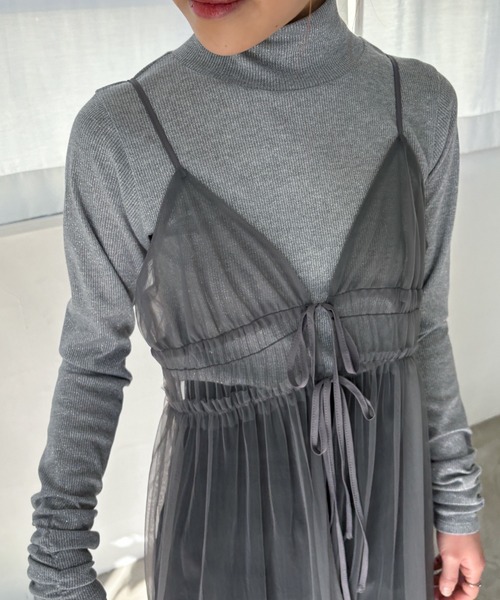 EPIMI E'PIMMY（エピミエピミー）の「2WAYティアードチュールキャミワンピ（ワンピース・レディース・ブラック/アイボリー/チャコールグレー/グレー・MEDIUM）」の21枚目の写真