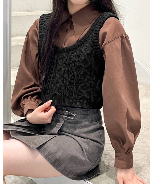 3.3 Field Trip （3.3フィールドトリップ）の「3.3 Field Trip／ニットベスト 2991077（ベスト・レディース・アイボリー/ブラック・FREE）」の2枚目の写真