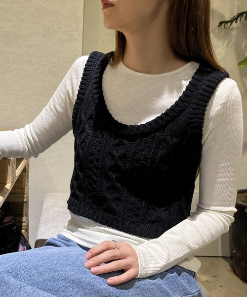 3.3 Field Trip （3.3フィールドトリップ）の「3.3 Field Trip／ニットベスト 2991077（ベスト・レディース・アイボリー/ブラック・FREE）」の19枚目の写真