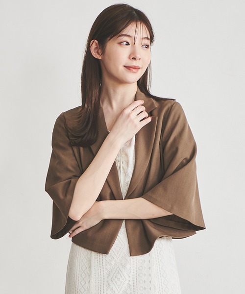 31 Sons de mode（トランテアン　ソン　ドゥ　モード）の「麻調合繊テーラードジャケット（テーラードジャケット・レディース・ベージュ/ブラウン・36）」の3枚目の写真