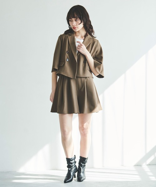 31 Sons de mode（トランテアン　ソン　ドゥ　モード）の「麻調合繊テーラードジャケット（テーラードジャケット・レディース・ベージュ/ブラウン・36）」の12枚目の写真