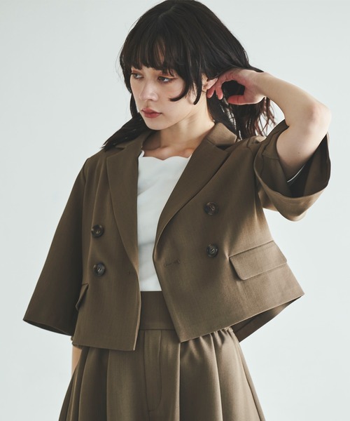 31 Sons de mode（トランテアン　ソン　ドゥ　モード）の「麻調合繊テーラードジャケット（テーラードジャケット・レディース・ベージュ/ブラウン・36）」の9枚目の写真