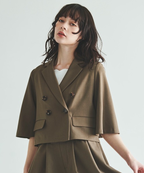 31 Sons de mode（トランテアン　ソン　ドゥ　モード）の「麻調合繊テーラードジャケット（テーラードジャケット・レディース・ベージュ/ブラウン・36）」の10枚目の写真