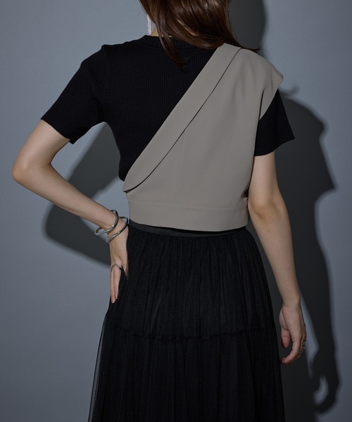 MAISON BREEZE reveur(メゾンブリーズレヴール)の「【MAISON BREEZE reveur】アシンメトリーワンショルダーショートベスト trc(ベスト・レディース・ブラック/ライトオリーブ/グレー・FREE)」の22枚目の写真