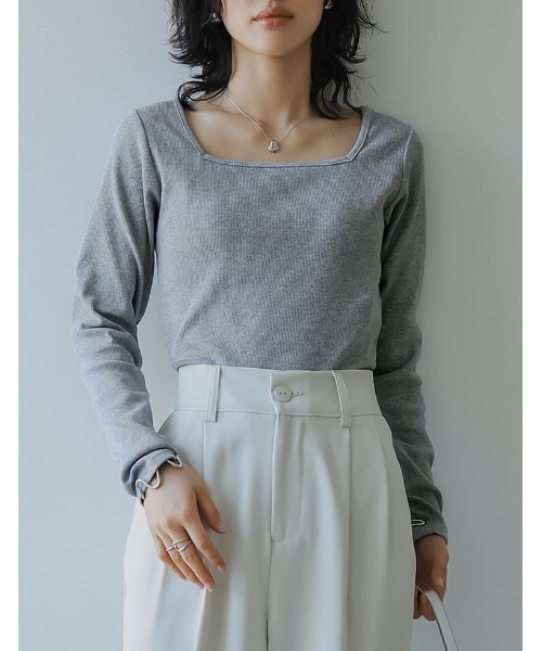 Re:EDIT（リエディ）の「[2024SS COLLECTION]ストレッチリブハイレグトップス（Tシャツ/カットソー・レディース・ホワイト/ブラック/グレー・MEDIUM/LARGE）」の15枚目の写真