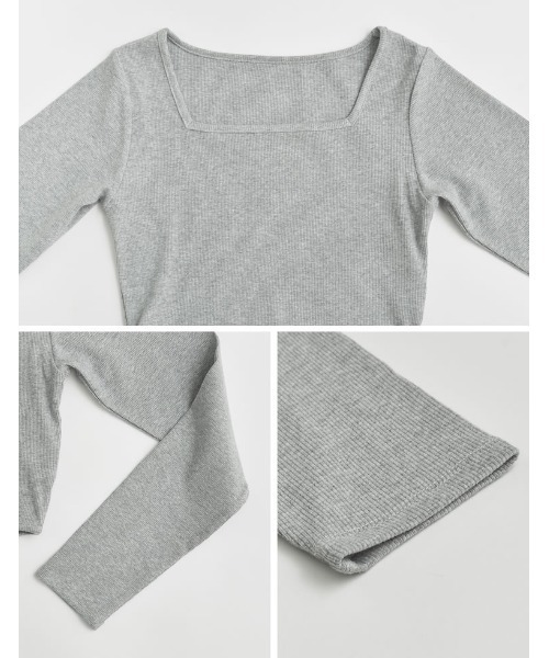 Re:EDIT（リエディ）の「[2024SS COLLECTION]ストレッチリブハイレグトップス（Tシャツ/カットソー・レディース・ホワイト/ブラック/グレー・MEDIUM/LARGE）」の16枚目の写真