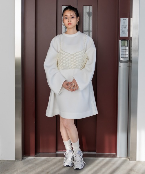 bohmal（ボマール）の「パールメッシュビスチェ（キャミソール・レディース・ホワイト/アイボリー・FREE）」の13枚目の写真