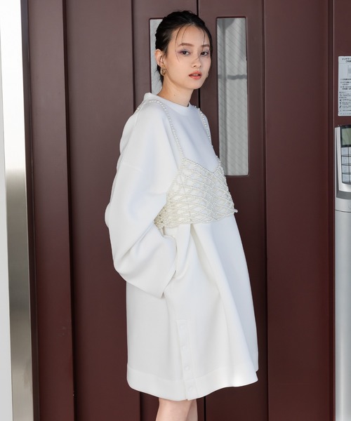 bohmal（ボマール）の「パールメッシュビスチェ（キャミソール・レディース・ホワイト/アイボリー・FREE）」の11枚目の写真