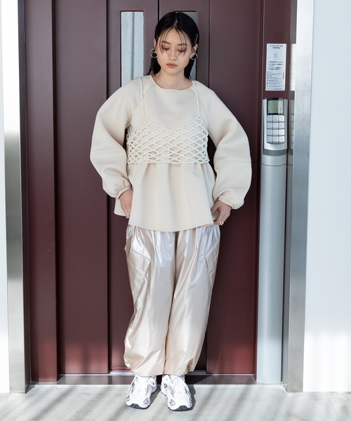 bohmal（ボマール）の「パールメッシュビスチェ（キャミソール・レディース・ホワイト/アイボリー・FREE）」の7枚目の写真