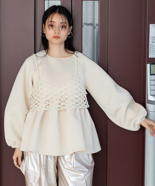bohmal（ボマール）の「パールメッシュビスチェ（キャミソール・レディース・ホワイト/アイボリー・FREE）」の6枚目の写真